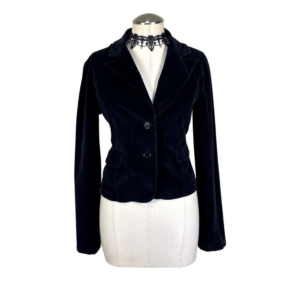 Y2K Style Maxim's Collection Velvet Black Blazer Goth Academia Office Siren Sz L